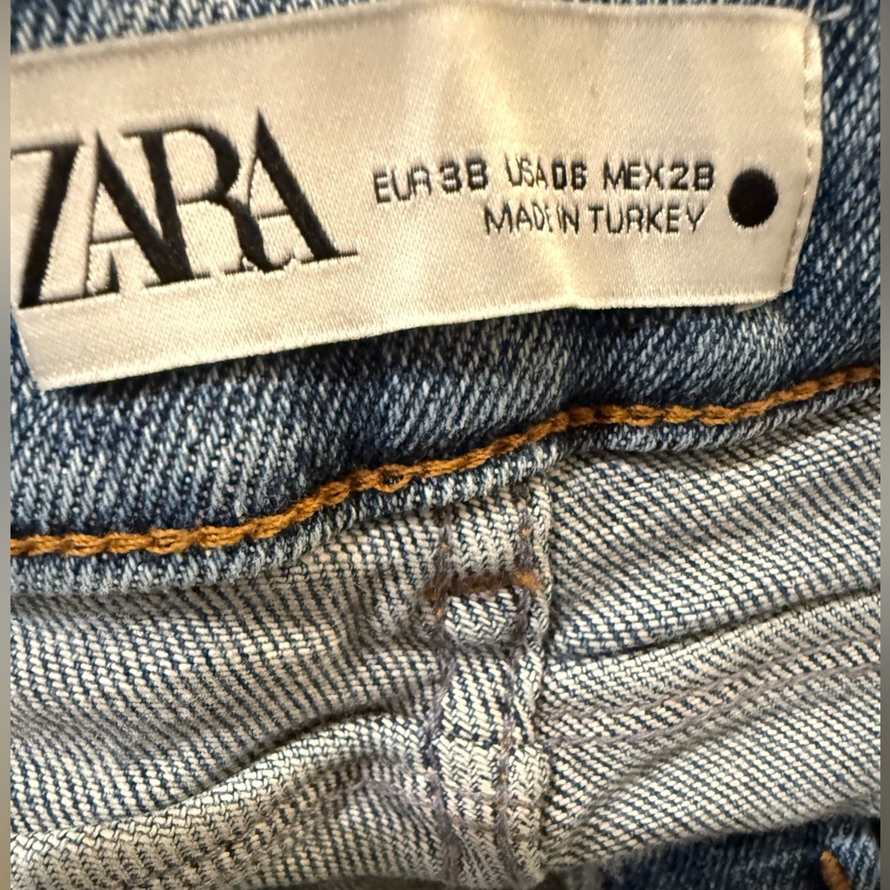 Women Zara Skinny Blue Distressed Denim Jeans Stretchy Fitted Size 6 - Picture 4 of 4
